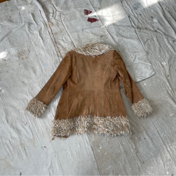 Perfect Vintage 90s/Y2K Penny Lane Style Real Suede Leather/Faux Fur Trim Coat - Picture 10 of 11